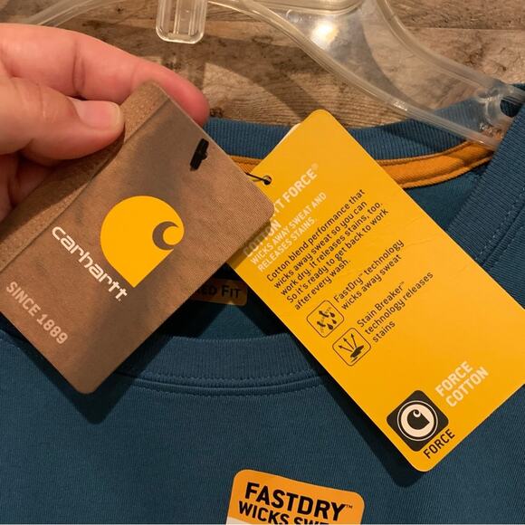 NWT Carhartt Men's Relaxed Fit Large Cotton Short-Sleeve T-Shirt Blue Size 3XL - Picture 8 of 11